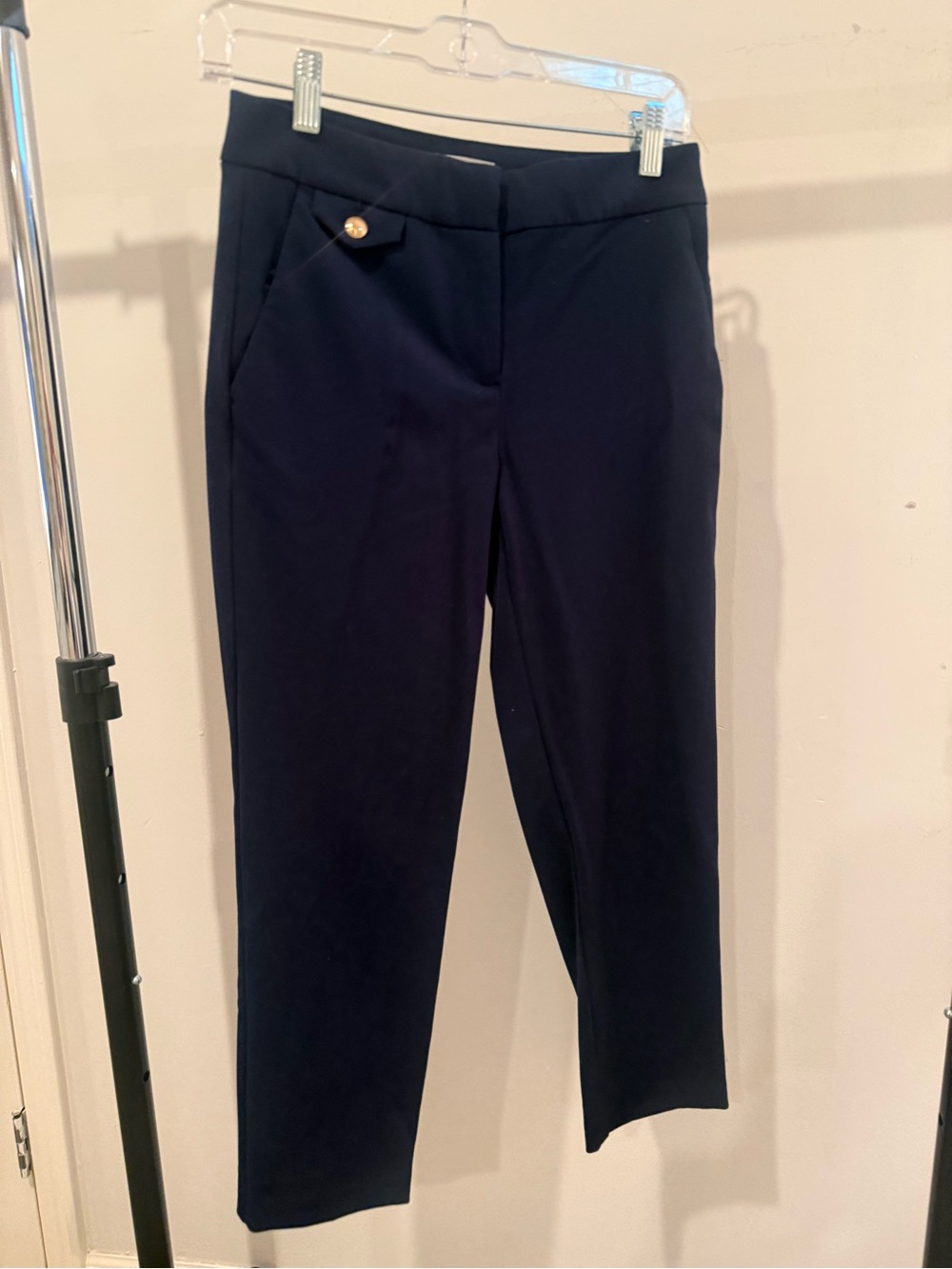 LOFT Navy Cropped Straight-Leg Dress Pants